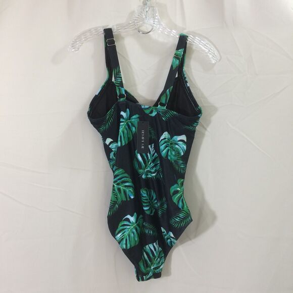 NEW Tempt Me Green Leaf Print One Piece Swimsuit Size M NWT Adjustable Straps - Picture 4 of 6